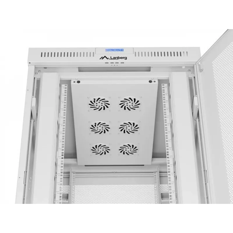 Stovimas 19 inch serverio spintos korpusas 27U 800x1000 mm pilkas perforuotomis durimis su LCD ekranu LANBERG (plokščioje pakuotėje)