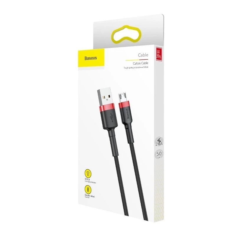 Laidas Micro USB Baseus Cafule 1.5A 2m (raudonas ir juodas)