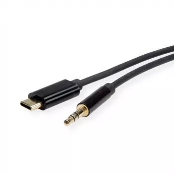 ROLINE Adapter USB-C auf Klinkenstecker - USB-C männlich umkehrbar zu Stereo Mini-Klinkenstecker männlich
