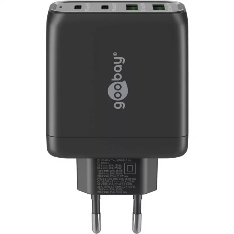 Goobay 64817 Įkroviklis mobiliesiems įrenginiams, ausinėms, išmaniesiems telefonams, planšetėms, juodas, AC greitasis įkrovimas, vidaus naudojimui (64817)