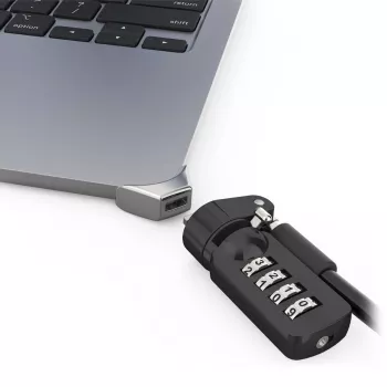 Compulocks Ledge adapteris, skirtas MacBook Air 15 colių M2 M3, su kombinuotos spynos kabeliu, sidabrinis