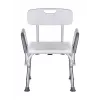 Kėdė dušui ActionMed KP300AM su atlošu ir porankiais, polipropilenas, reguliuojamas aukštis 43–56 cm, sėdynė 40×33 cm, max svoris 110 kg