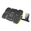 Aušintuvas nešiojamam kompiuteriui ESPERANZA EGC107 — 3 ventiliatoriai 1200–2600 RPM, 390×255×38 mm, USB PD, RGB, 5 aukščio padėtys, juodas