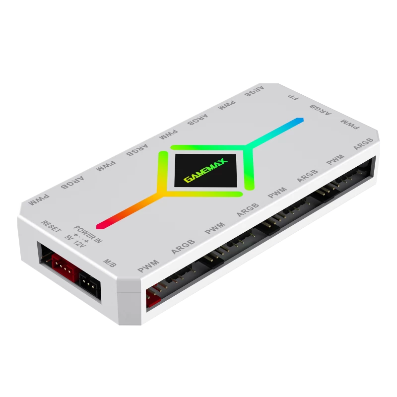 Gamemax V4.0 ARGB PWM HUB WT | Baltas | Ventiliatorių ir RGB šakotuvas