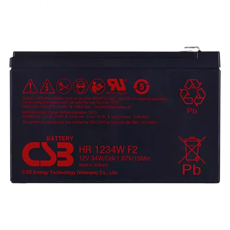 Sandarus švino rūgšties akumuliatorius CSB Battery HR1234WF2 12V 9Ah UPS ir atsarginiam maitinimui