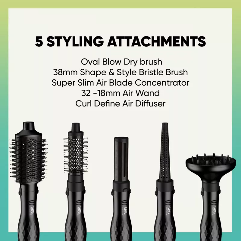 Plaukų formavimo prietaisas SBB 5-in-1 Blowdry and Style SBDR-2850-EU – daugiafunkcis džiovintuvas ir formavimo įrankis