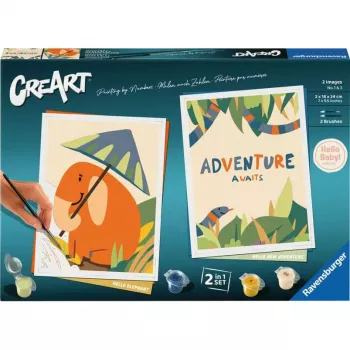 Piešimo rinkinys Ravensburger CreArt Hello Baby Safari Set – pradedančiųjų dažymo rinkinys kūdikiams ir mažiems vaikams