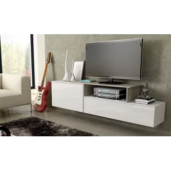 Cama TV spintelė SIGMA 3 180 baltas/baltas blizgus + sonomos ąžuolas