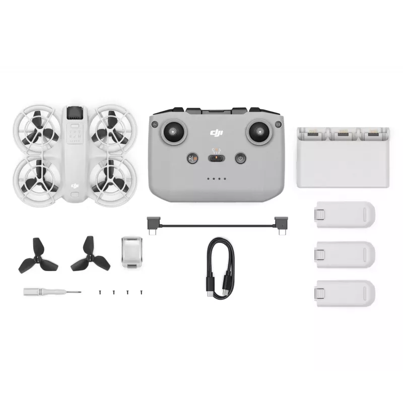 DJI Neo Fly More Combo (DJI-RC-N3) lengvas 135 g dronas su 4K Ultra HD kamera, iki 18 min skrydžio laiko, 3x baterijos, nuotolinis valdymas