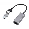 USB 3.1 Type-C Gigabit tinklo adapteris Gembird A-USB3AC-LAN-01 — 1× RJ-45, 1000 Mbps, USB 3.2 Gen 1, metalinis korpusas, pilka