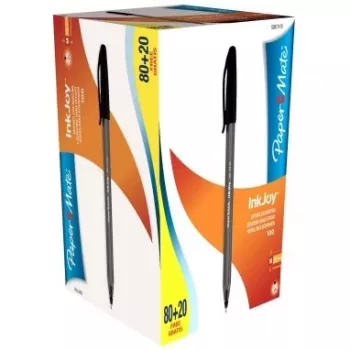 Papermate Inkjoy 100 juodas rašiklis su lazdelės korpusu (vidutinis, 100 vnt.)