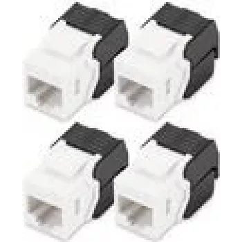 DIGITUS DN-93603-4 CAT 6 Keystone Jack nesausiotas 4 vnt. Plokščias Juodas Baltas RJ-45