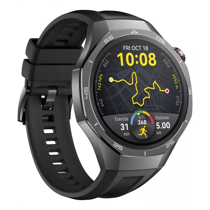 Išmanusis laikrodis HUAWEI WATCH GT5 Pro 46 mm — 1,43 colio AMOLED, GPS, 524 mAh, titano korpusas, juodas dirželis