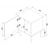 Komplektas naktinių staliukų 2 vnt. cama meble PALAZZO 44,5×40×59 cm juodos spalvos su ąžuolo craft akcentais — 1 durelė, matinis laminatas, metalinės kojos