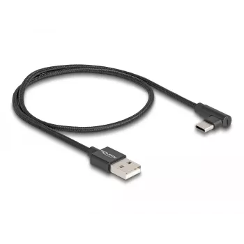 DeLOCK USB 2.0 laidas USB-A kištukas į USB-C kištuką kampuotas 0,5 m juodas