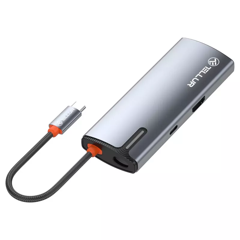 USB-C šakotuvas Tellur TLL321061 su PD 3.0 100W, HDMI išvestimi ir 3× USB 3.0 prievadais