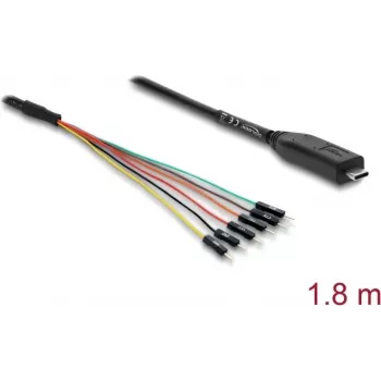 USB kabelis DELOCK 63983 – USB 2.0 Type-C į UART TTL adapteris su 6 kontaktų šukomis, 1,8 m