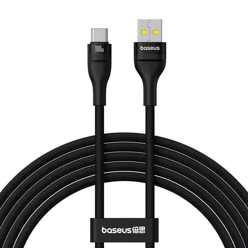 Baseus Flash 2 USB A į USB C greito įkrovimo laidas 2 m 100 W juodas