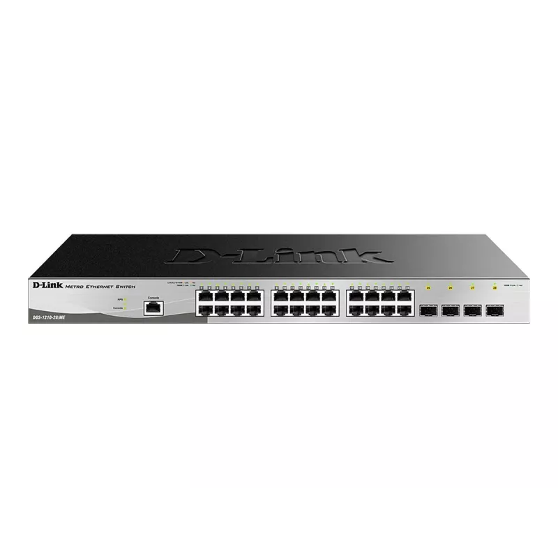 D-Link DGS-1210-28/ME/E valdomas L2+ gigabitinio Ethernet jungiklis 24 prievadai 1U juodas/pilkas