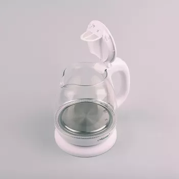 Elektrinis virdulys Maestro MR-055 Baltas — 1 L, 1100 W, stiklinis korpusas, foninis apšvietimas, vandens lygio indikatorius