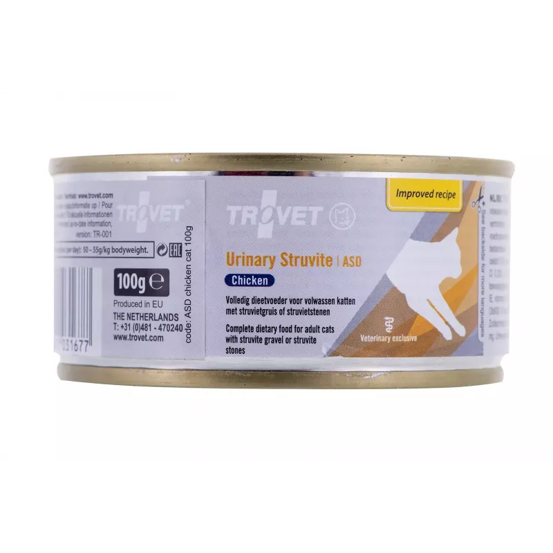 TROVET ASD Urinary Struvite drėgnas kačių ėdalas su vištiena, 100 g