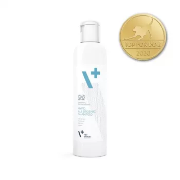 Hipoalerginis šampūnas VETEXPERT 250 ml šunims ir katėms – valomasis, visų tipų kailiui, bet kokio amžiaus