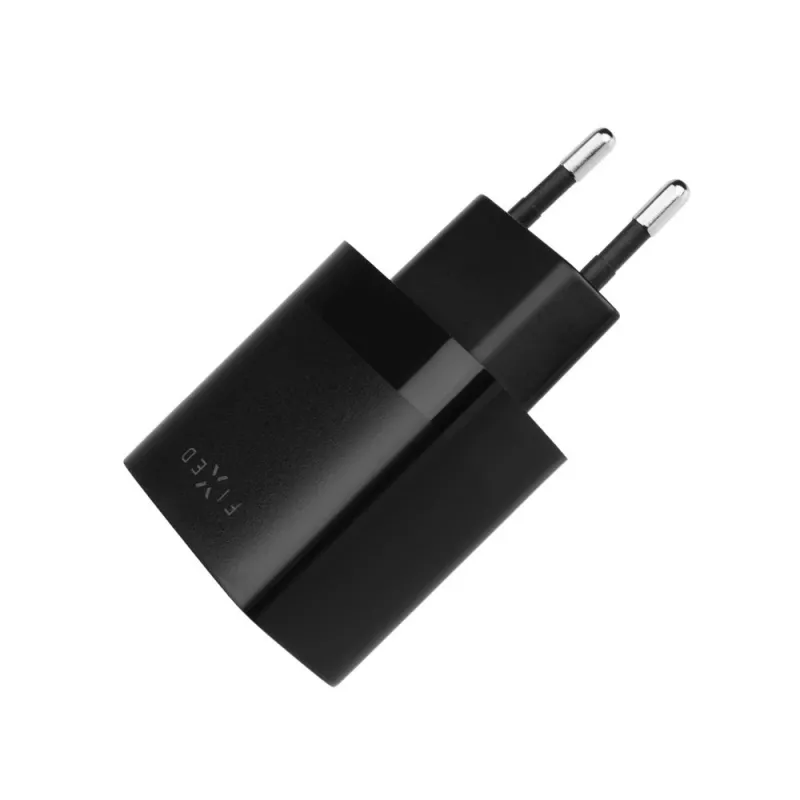 Fiksuotas dviejų prievadų kelioninis USB įkroviklis FIXC17N-2U-BK, 17W, nešiojamas USB maitinimo adapteris, juodas