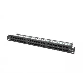 LANBERG PPU5-1048-B 1U, 48 prievadų Cat5e, juoda, 445×102×44,5 mm