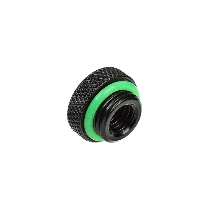 Jungtis BitsPower BP-MBWP-C06V2 — Žalvarinis matinės juodos spalvos aušinimo skysčio jungtis, 18×18×10 mm