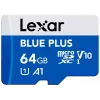 MicroSDXC atminties kortelė Lexar BLUE PLUS 64 GB UHS‑I 100 MB/s U1 V10 (mėlyna)