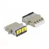 Optinis skaidulų movos adapteris DeLOCK 86904 LC Quad moteriškas į LC Quad moterišką, daugiamodis, smėlio spalvos