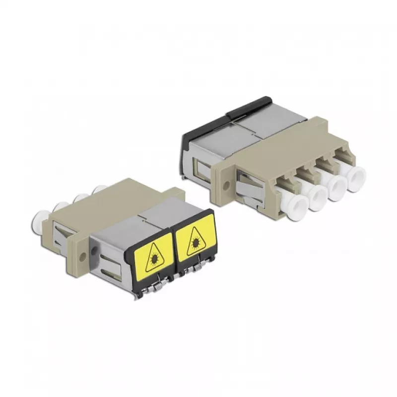 Optinis skaidulų movos adapteris DeLOCK 86904 LC Quad moteriškas į LC Quad moterišką, daugiamodis, smėlio spalvos