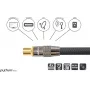 SAT antenos laidas, IEC/Koax kištukas ir lizdas paauksuoti, ekranavimo lygis 120 dB, 75 omų, juodas nailoninis pynimas, 1 m, PYTHON® serija (GC-M2011)