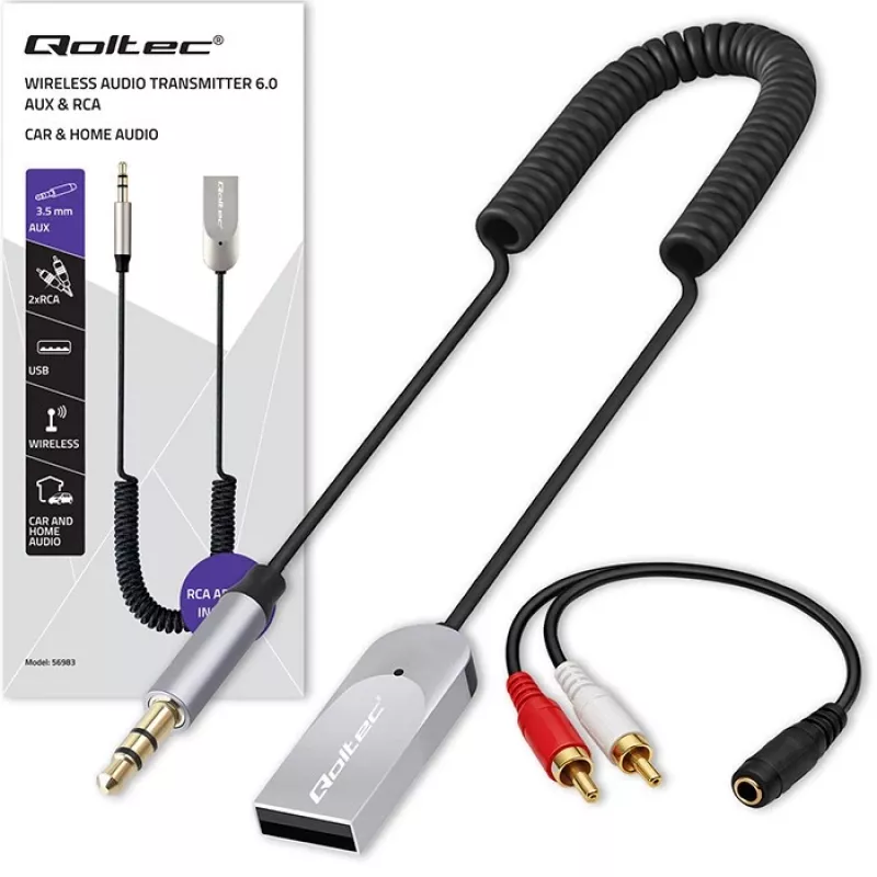 Belaidis garso imtuvas QOLTEC HiFi BT6.0 2xRC – Bluetooth garso adapteris kolonėlėms ir automobilio radijui