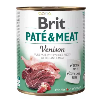 BRIT Paté & Meat Venison šlapias šunų ėdalas - 800g