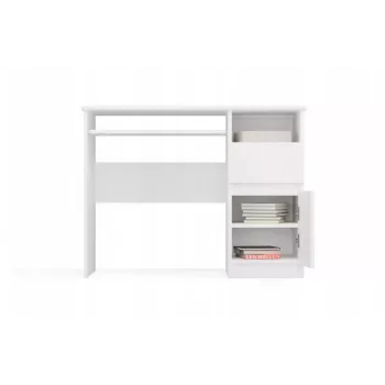 Stalinis kompiuterinis stalas PORTO Desk Right White, 985×510×755 mm, 1 stalčius, klaviatūros lentyna