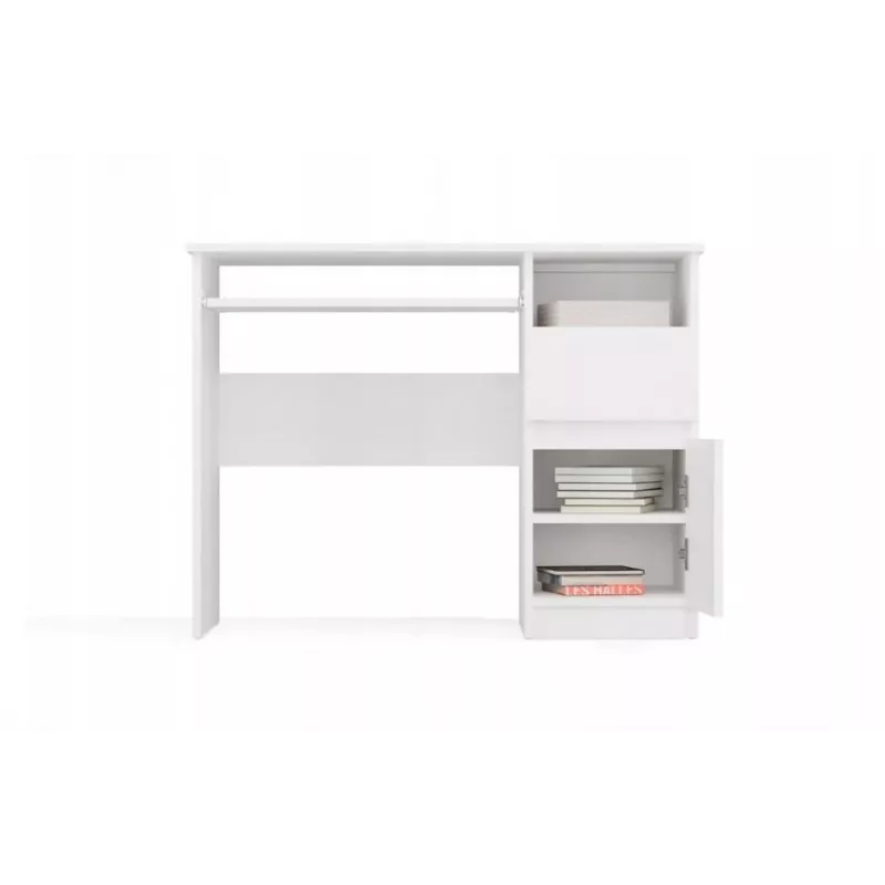 Stalinis kompiuterinis stalas PORTO Desk Right White, 985×510×755 mm, 1 stalčius, klaviatūros lentyna