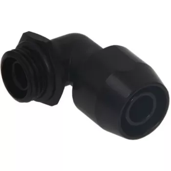 Alphacool HF įsukama jungtis TPV Metal - 90° pasukama 12,7/7,6mm - Juoda (17455)