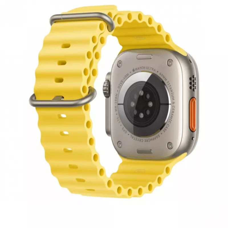 Apple MQED3ZM/A Prailginimo juosta 49 mm vandenyno juostai, geltonas fluoroelastomeras