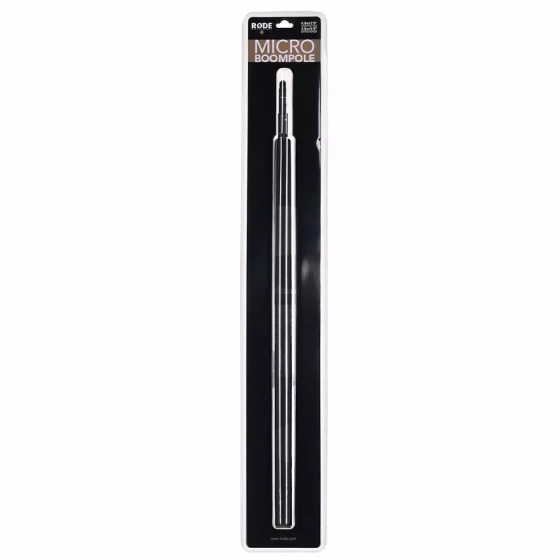 RØDE Micro Boompole – lengvas teleskopinis mikrofoninis boom strypas, ilgis 844 mm, svoris 396 g, kompaktiškas sulankstytas aukštis 33 mm