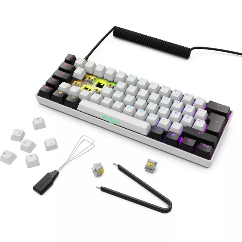 Sharkoon SGK50 S4 klaviatūra USB QWERTZ vokiška balta RGB LED 60%