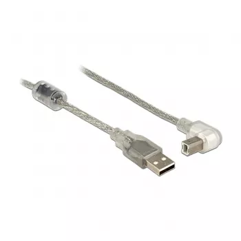 USB kabelis DeLOCK 84811 USB 2.0 0,5 m USB A USB B sidabrinis permatomas