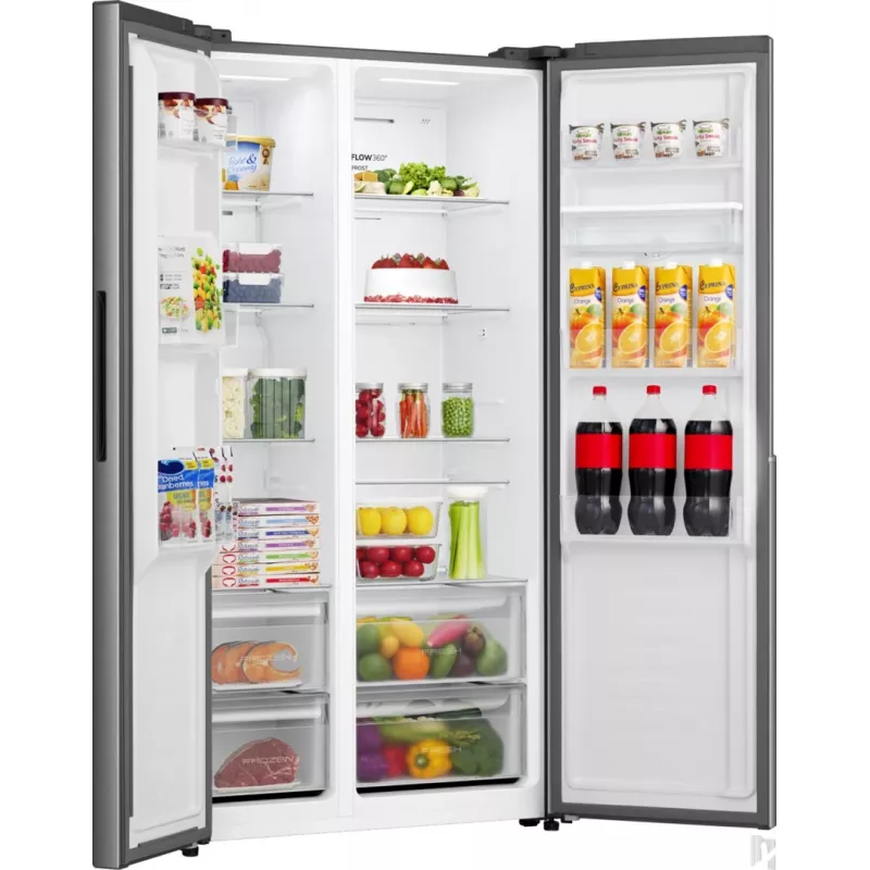 Gorenje HZF55082 NRS917E41XWD G400, Laisvai pastatomas šaldytuvas su šaldikliu, American door, Pilka, 2 durys, Liečiamas valdymas, LED