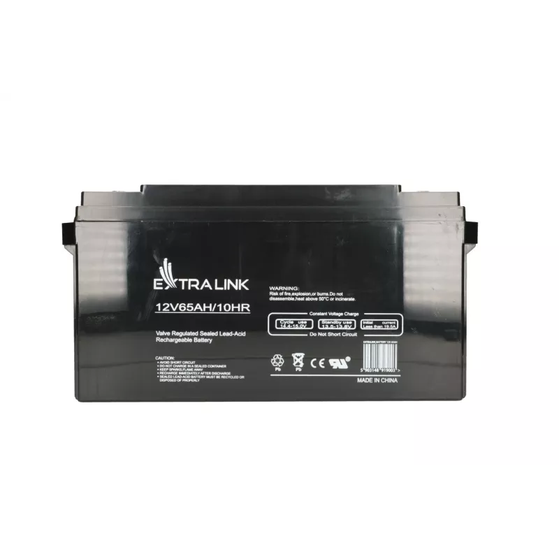 Švino rūgšties akumuliatorius Extralink AGM 12V 65Ah, VRLA, juodas, 1 vnt.