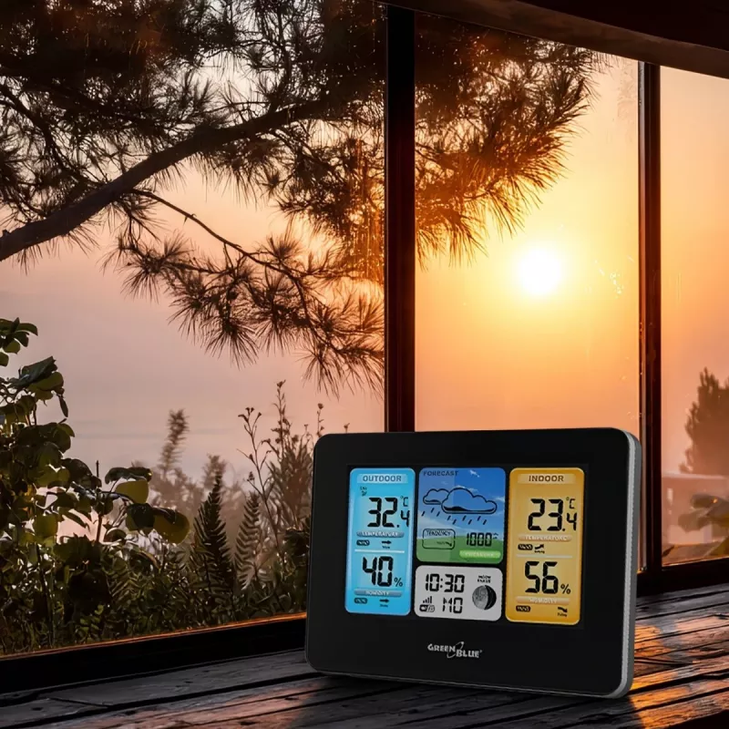 Greenblue 46003 Black LCD belaidė baterijų stotelė su lauko davikliu