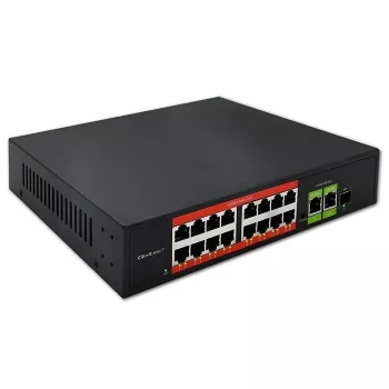 Ethernet PoE jungiklis QOLTEC 16x RJ45, 2x RJ45 uplink, 1x SFP (MPN 52291)