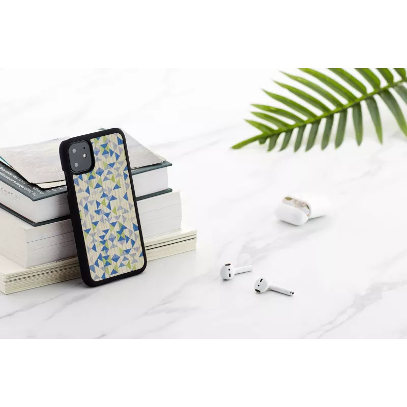 Korpusas iPhone 11 man and wood — mėlynas trikampis ant juodo, kietas apvalkalas