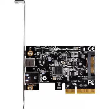 SilverStone ECU03 USB adapter PCIe 2.0 x2 Low Profile USB-C 3.1 x1 + USB-C x1 (SST-ECU03)