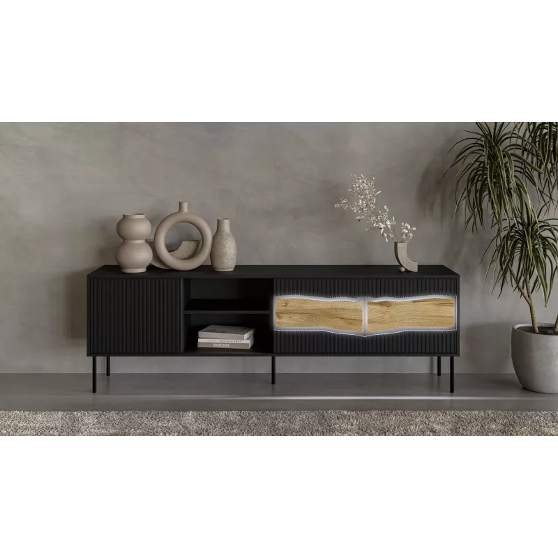 Spintelė televizoriui cama meble INSERTO 3D1W 190x40x62 cm juoda su LED