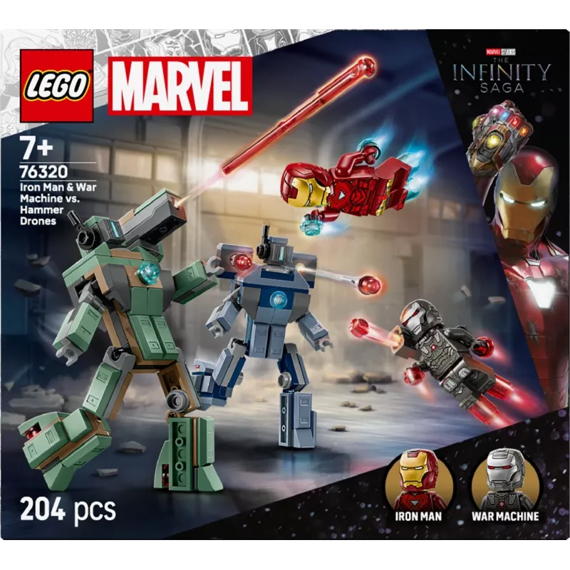 Konstrukcinis žaislas LEGO Marvel Super Heroes Geležinis žmogus ir Kariauninkas 76320, 204 detalės, 2 minifigūrėlės, 100 mm aukštis